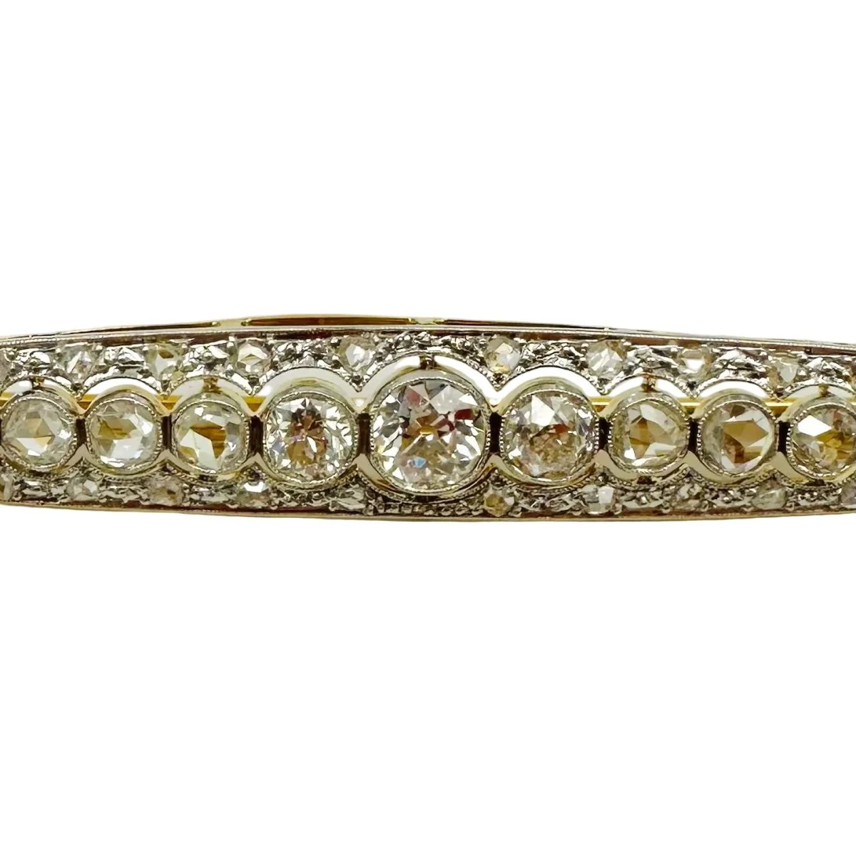 Broche Barrette en or jaune, platine et diamants - Image 2