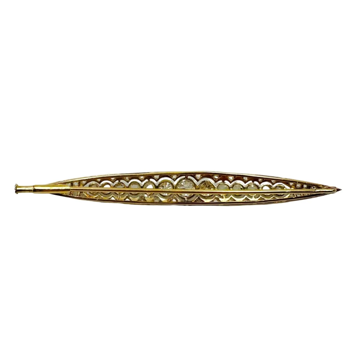 Broche Barrette en or jaune, platine et diamants - Image 3