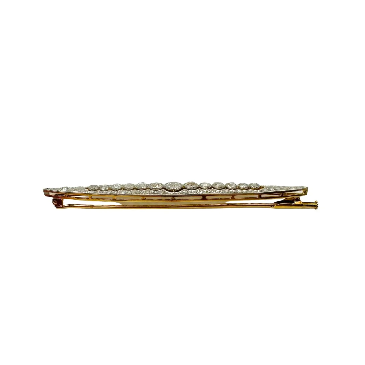Broche Barrette en or jaune, platine et diamants - Image 4