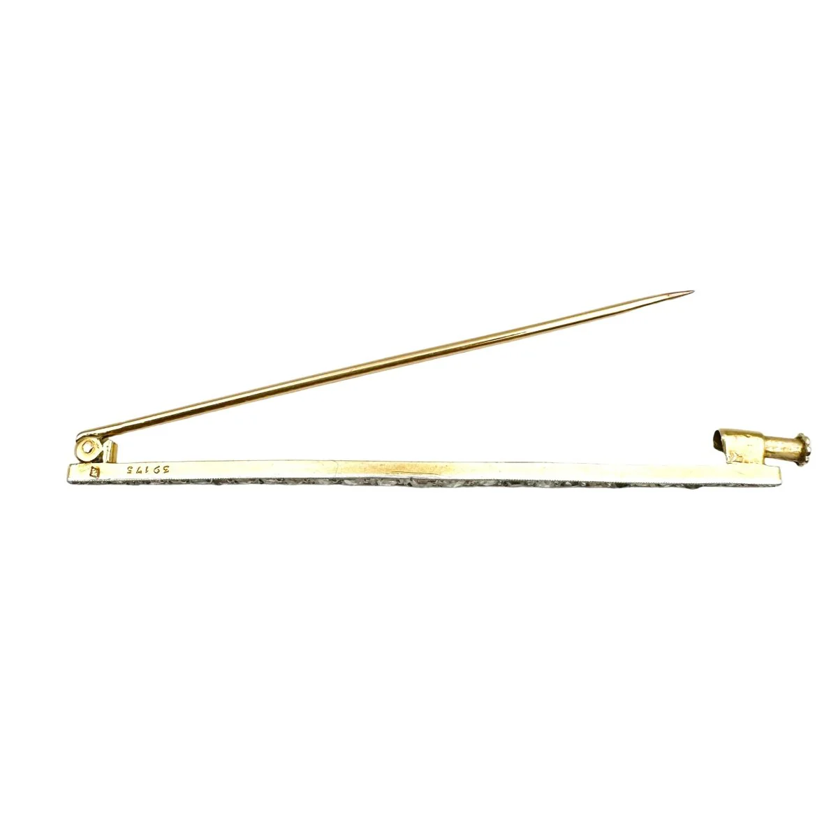 Broche Épingle en or jaune, or blanc, platine et diamants - Image 2