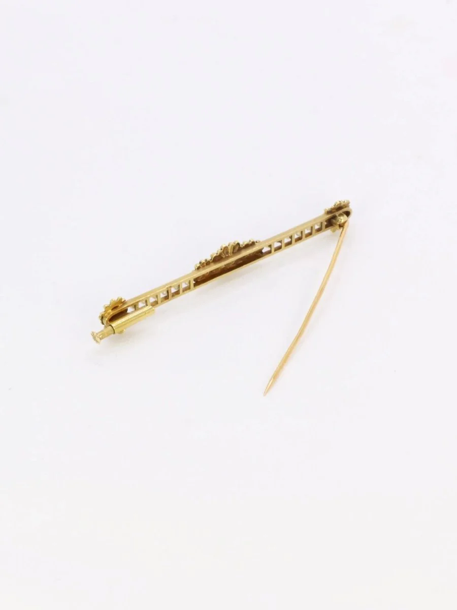 Broche barrette Art Nouveau or jaune perles fines - Image 6
