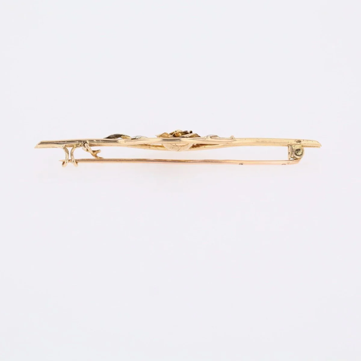 Broche barrette bouton de rose en or jaune et or blanc - Image 10