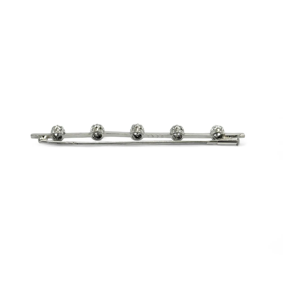 Broche barrette en platine et diamants - Image 3