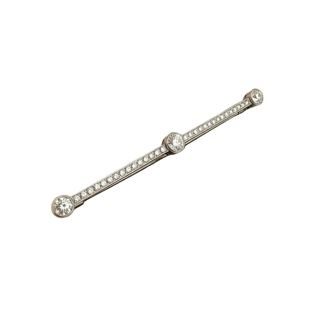 Broche Barrette en or blanc, platine et diamants - Image 4