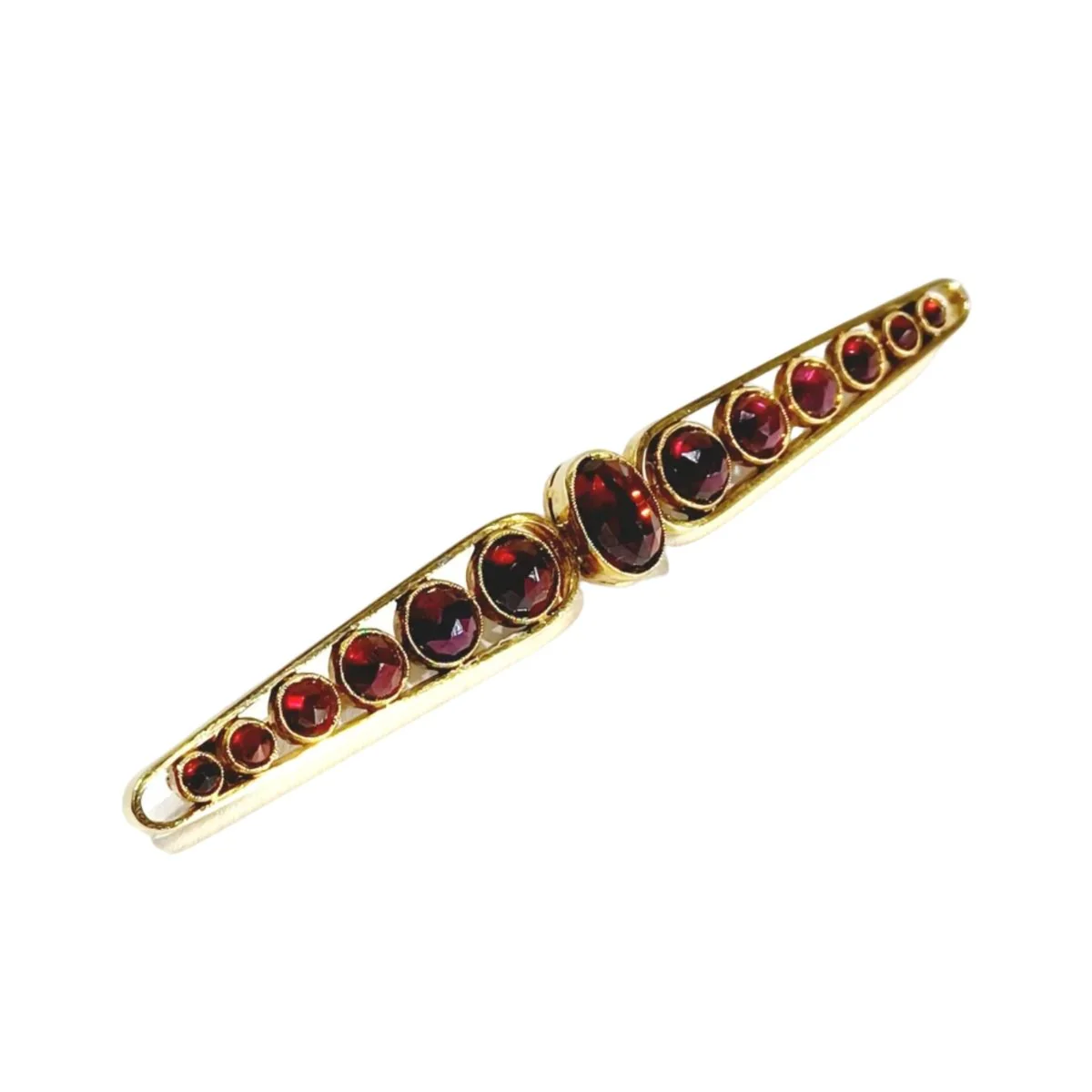 Broche Barrette en or jaune et grenats - Image 3