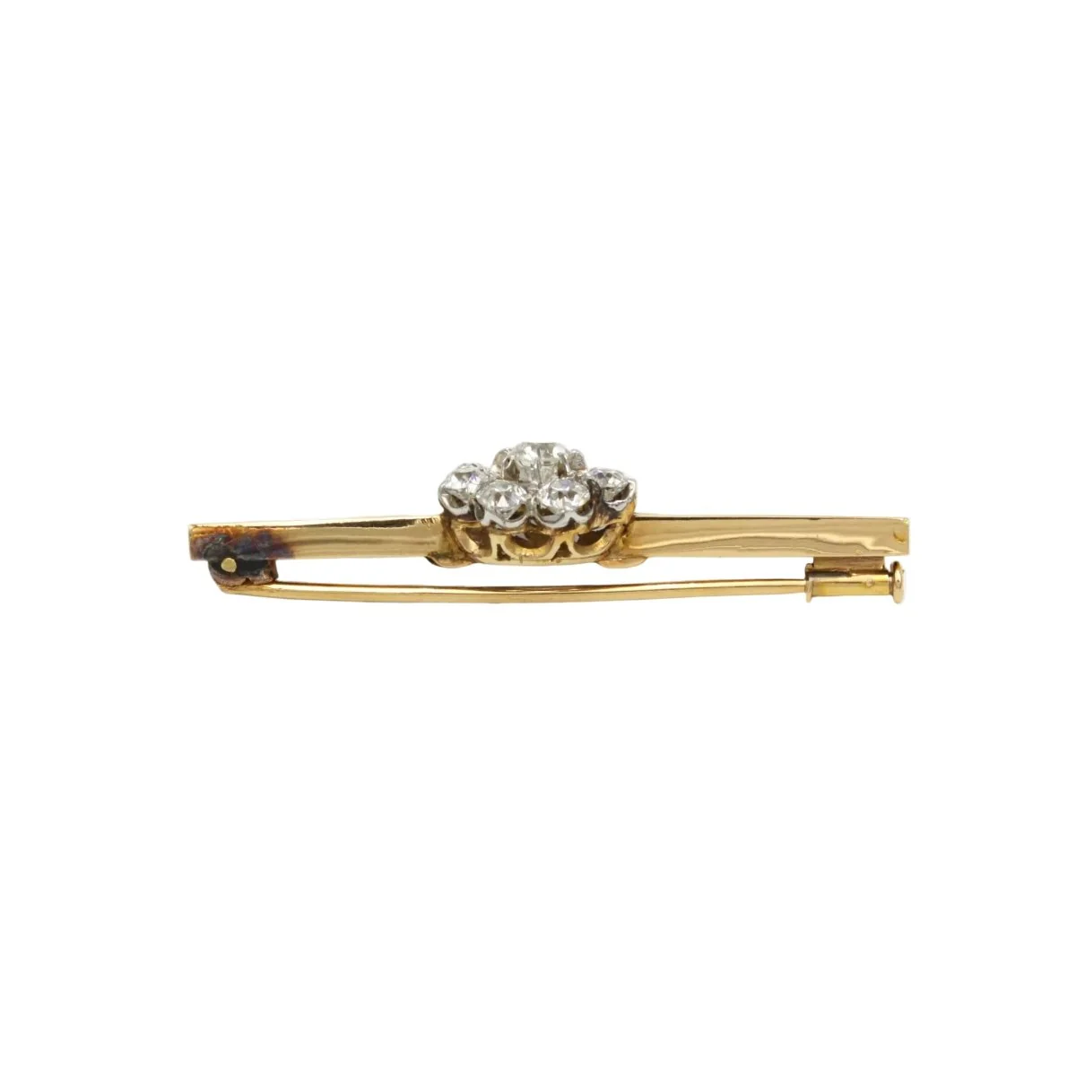 Broche Barrette en or jaune, platine et diamants - Image 3