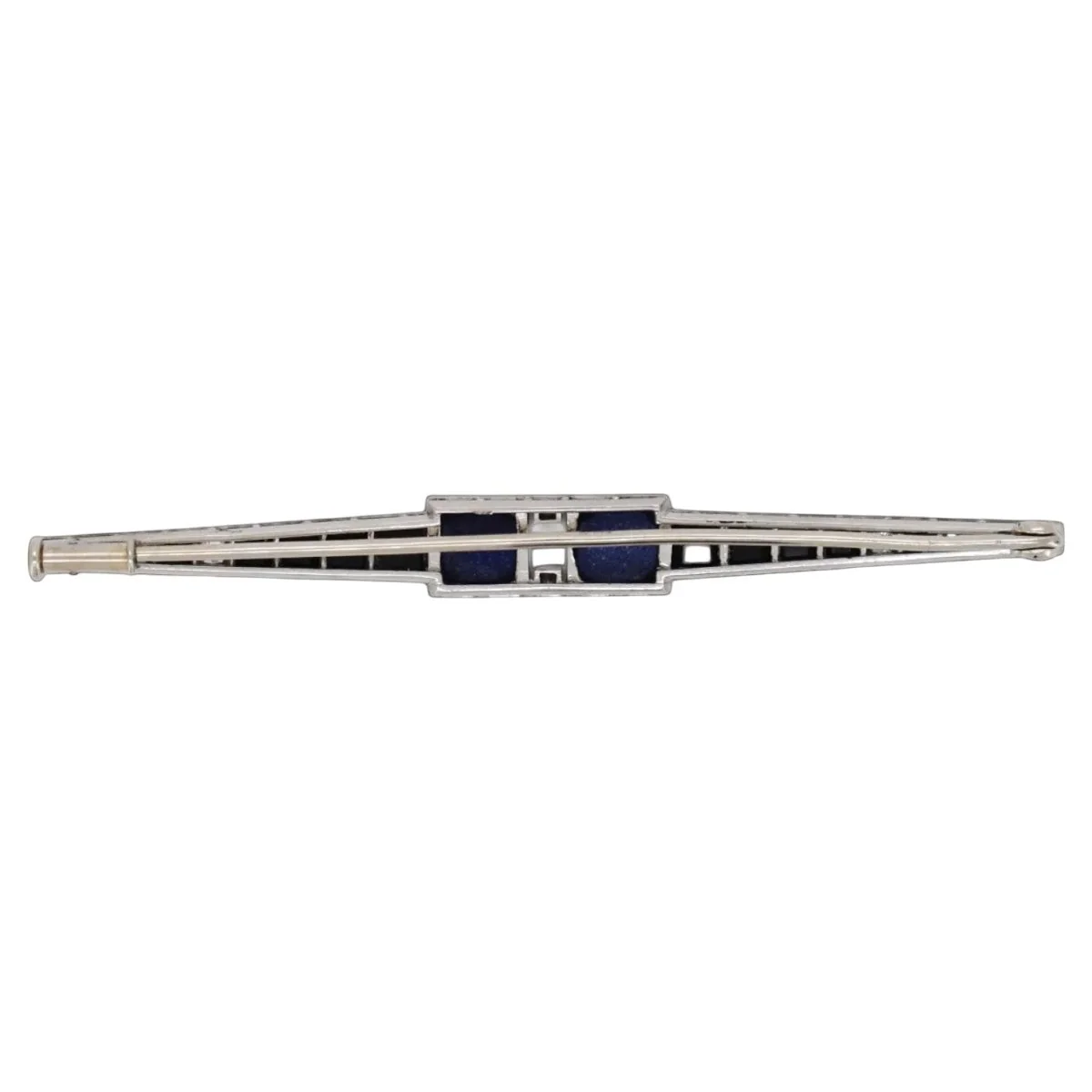 Broche Barrette en platine, lapis-lazuli, onyx et diamants - Image 4