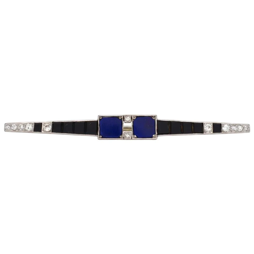 Broche Barrette en platine, lapis-lazuli, onyx et diamants - Image 6