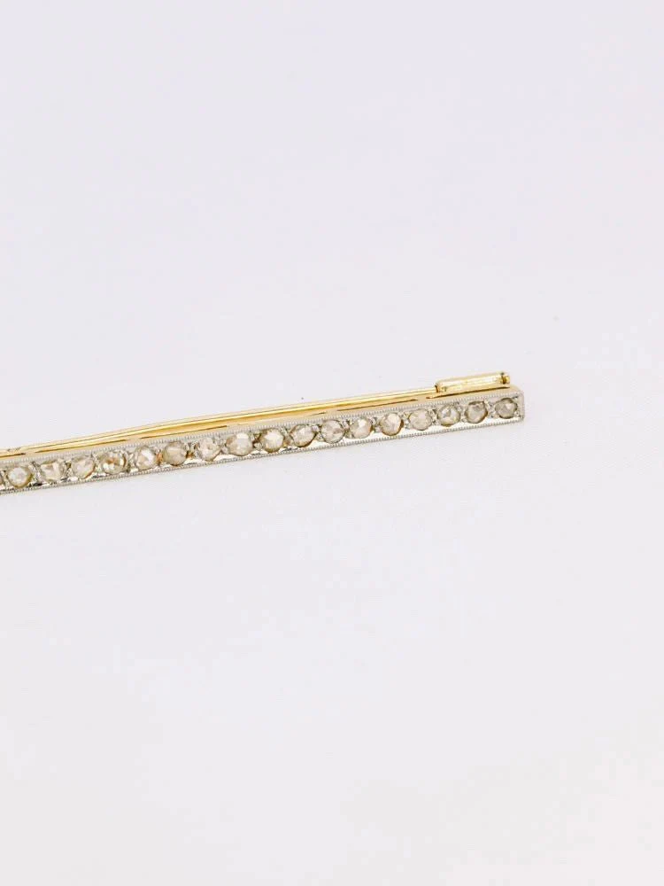 Broche Belle Epoque or jaune diamants taille rose 0,4 carat - Image 5