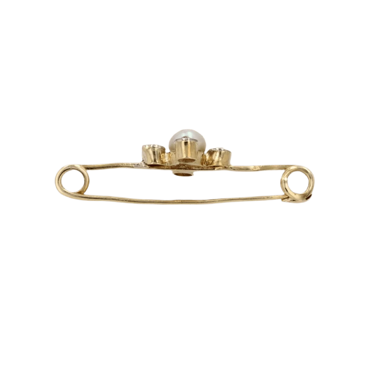 Broche Barrette en or jaune, perle et diamants - Image 4