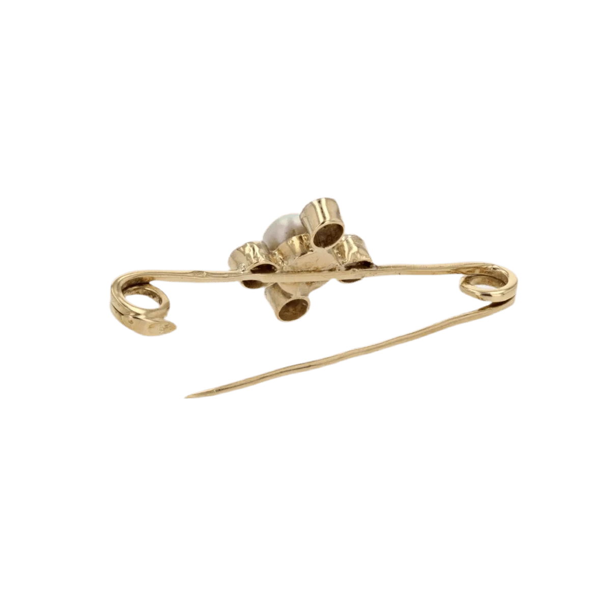 Broche Barrette en or jaune, perle et diamants - Image 5