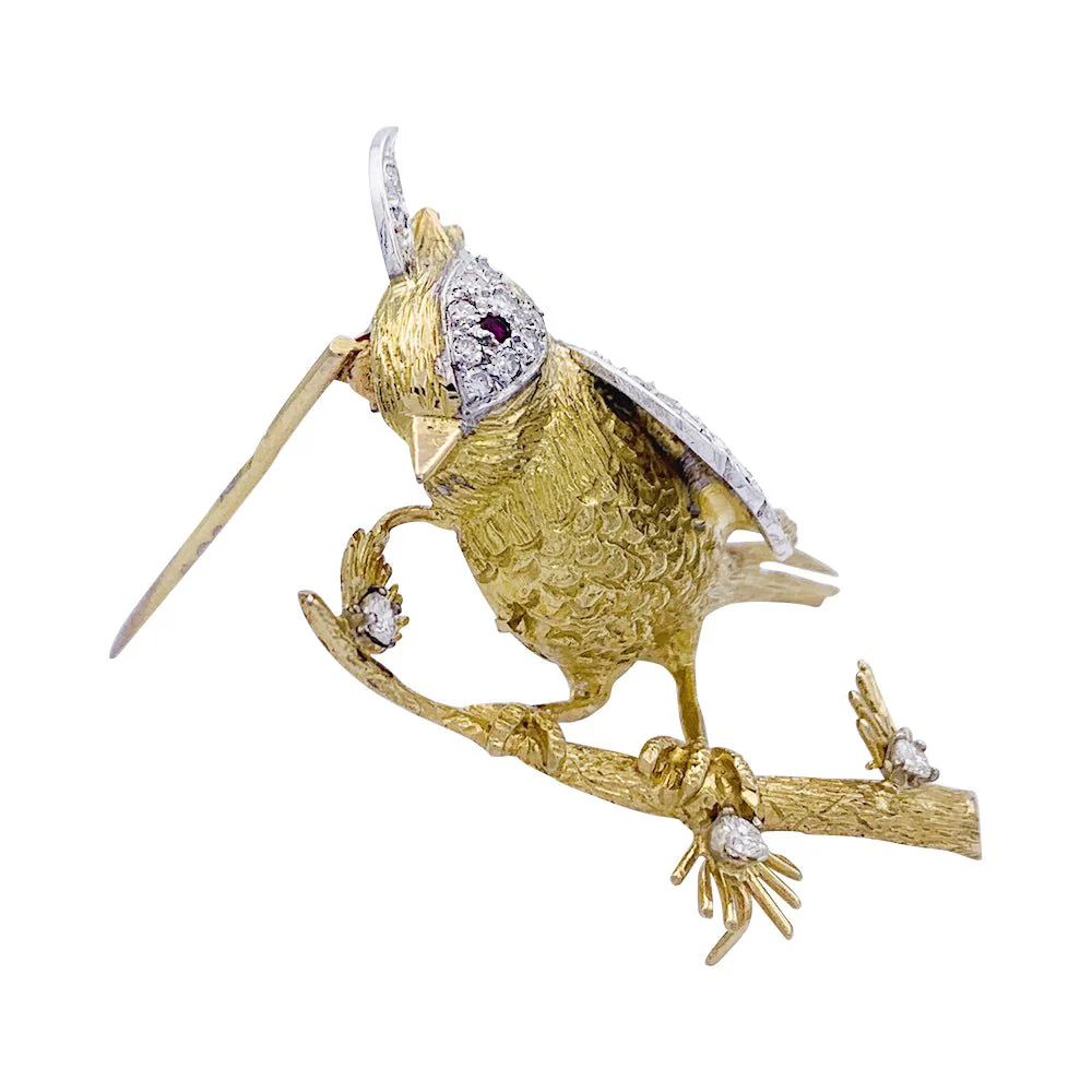 Broche Boucheron, "Oiseau sur sa branche", or jaune, platine - Image 4