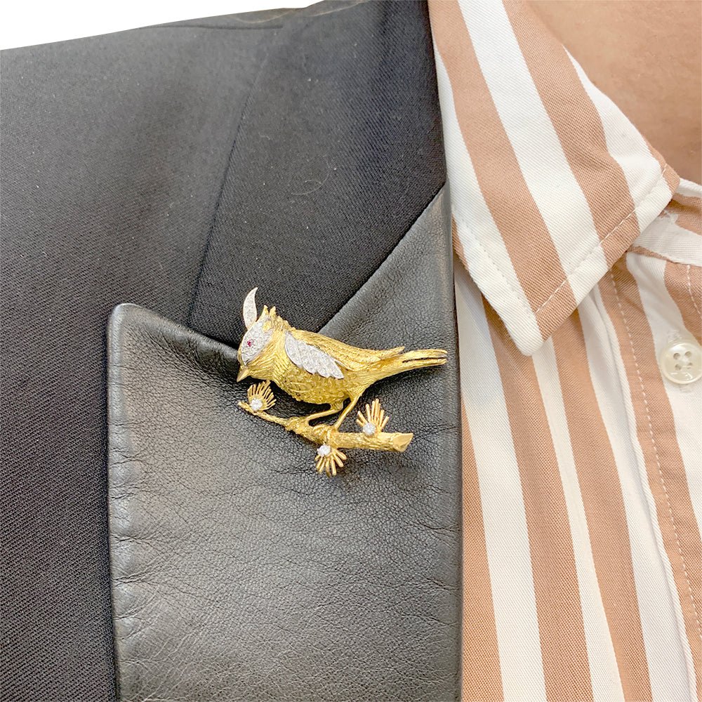 Broche Boucheron, "Oiseau sur sa branche", or jaune, platine - Image 6