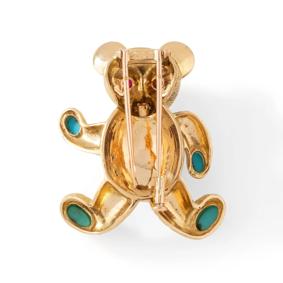 Broche Clip BOUCHERON Ours en or jaune, saphir, rubis, émeraudes, turquoises et diamants - Image 3