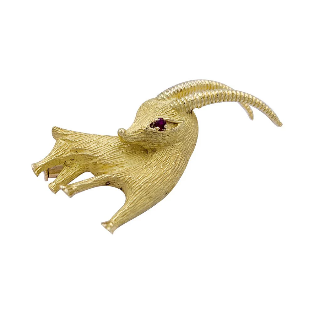 Broche "Bouquetin" en or jaune - Image 3
