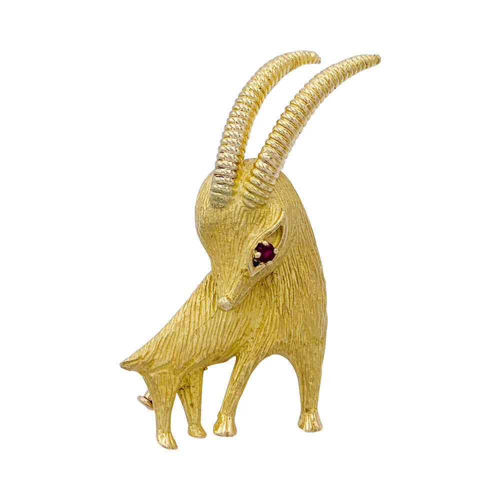 Broche "Bouquetin" en or jaune - Image 4