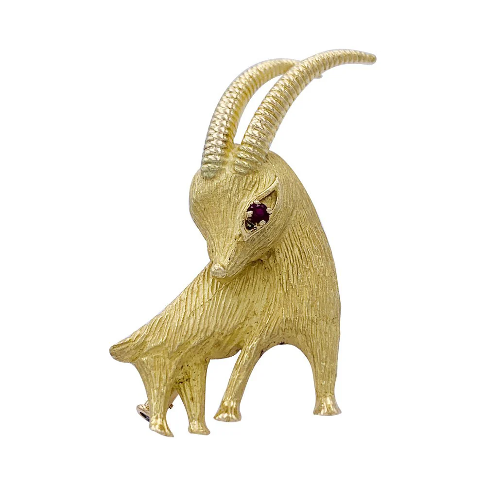 Broche "Bouquetin" en or jaune - Image 5