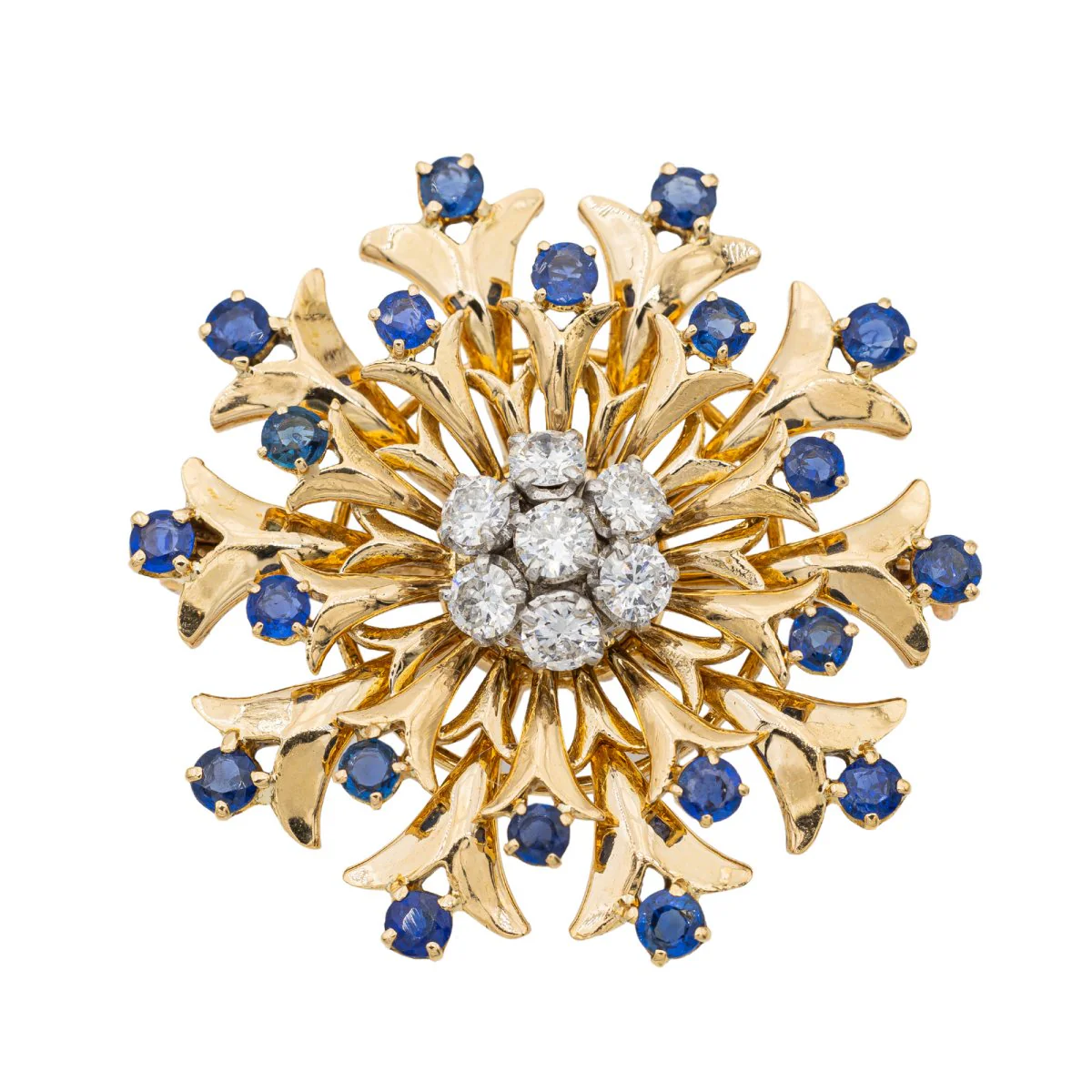 Broche Fleur en or jaune et diamants