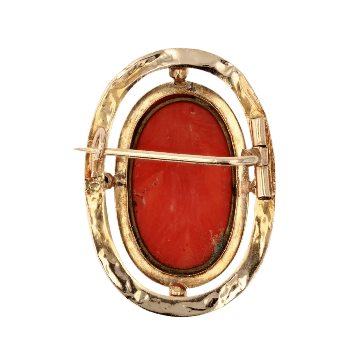 Broche Camée en or jaune et corail - Image 5