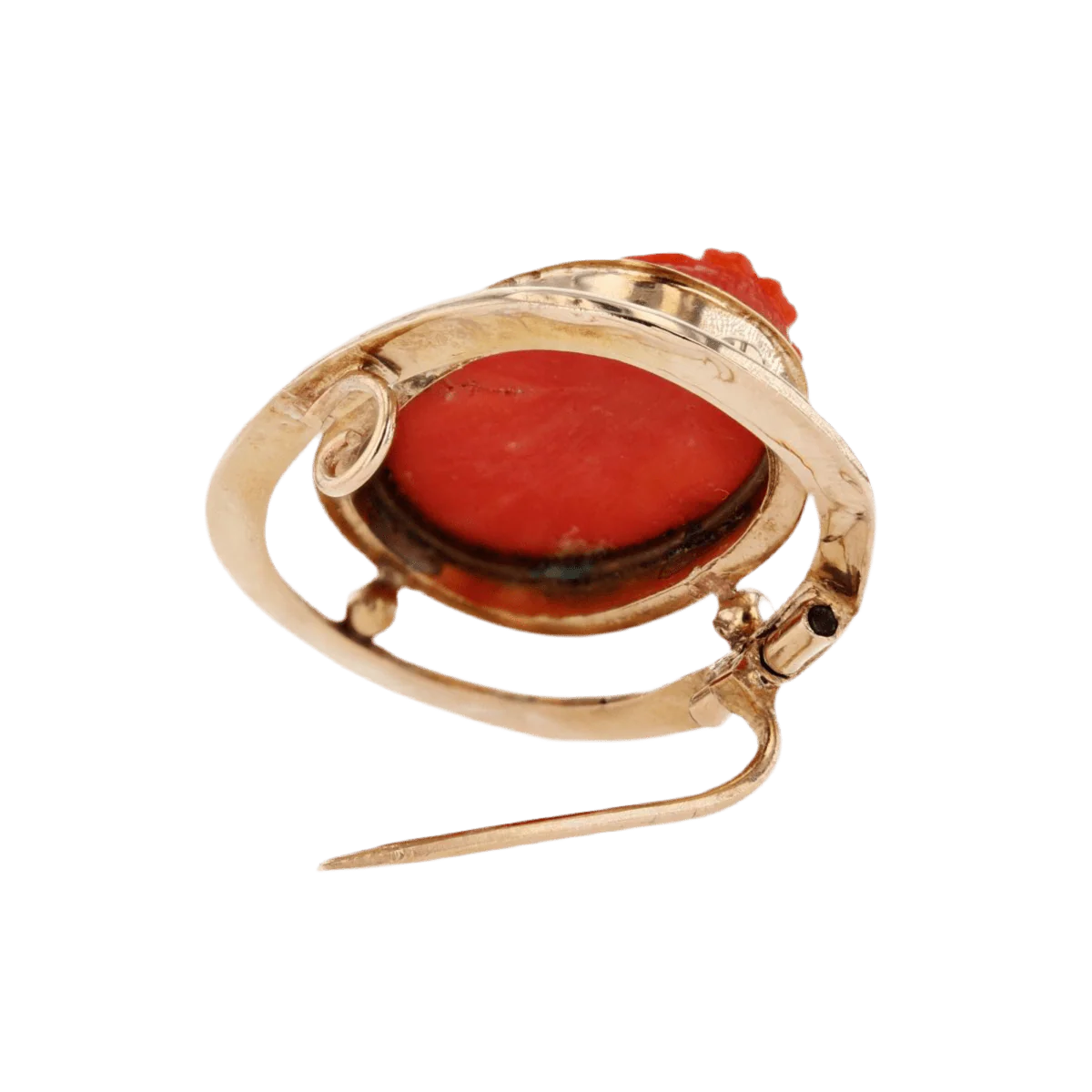 Broche Camée en or jaune et corail - Image 6