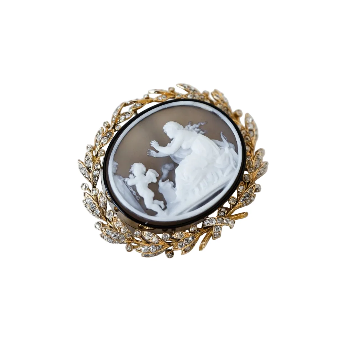 Broche Camée en or jaune et agate - Image 3