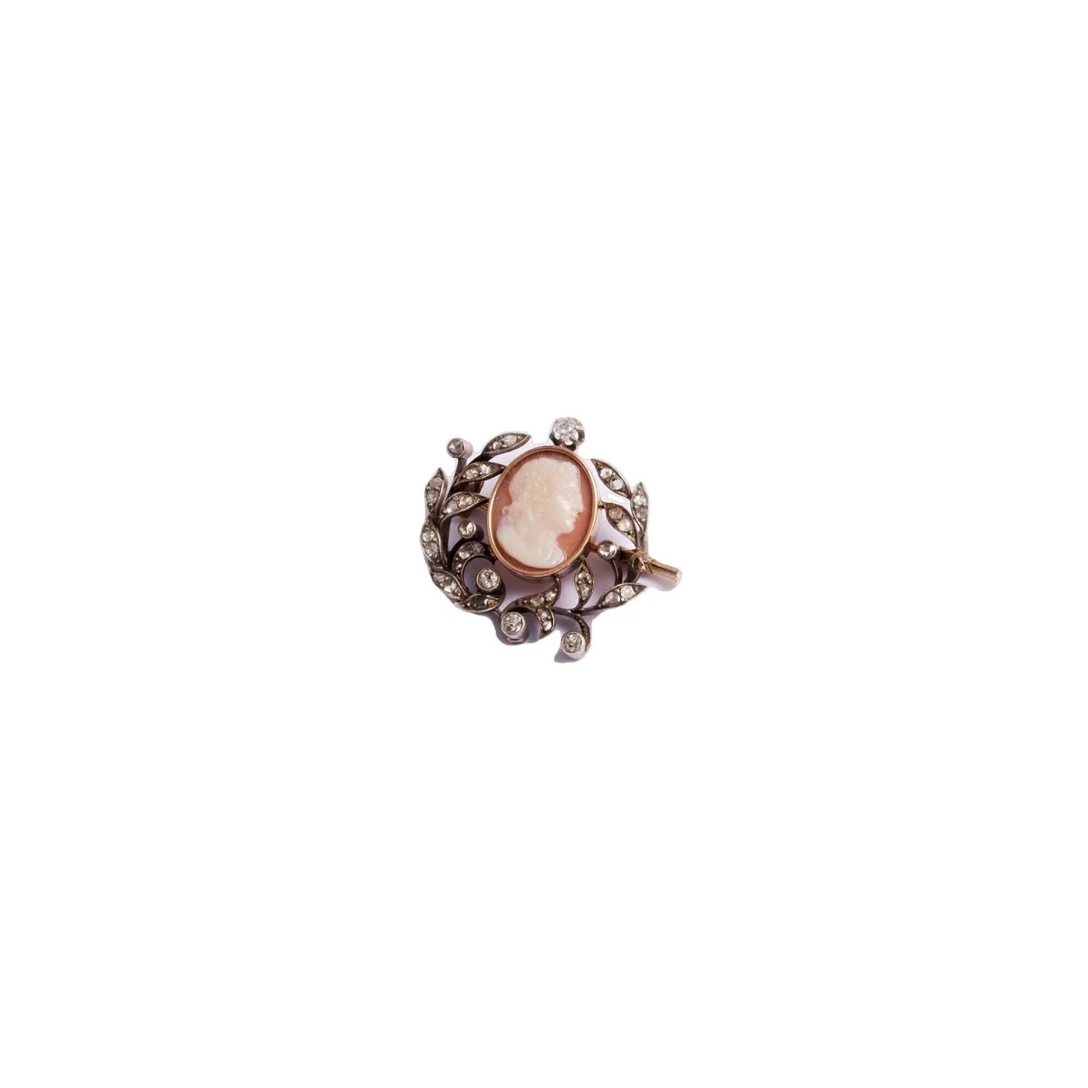 Broche Camée en or jaune et argent - Image 2