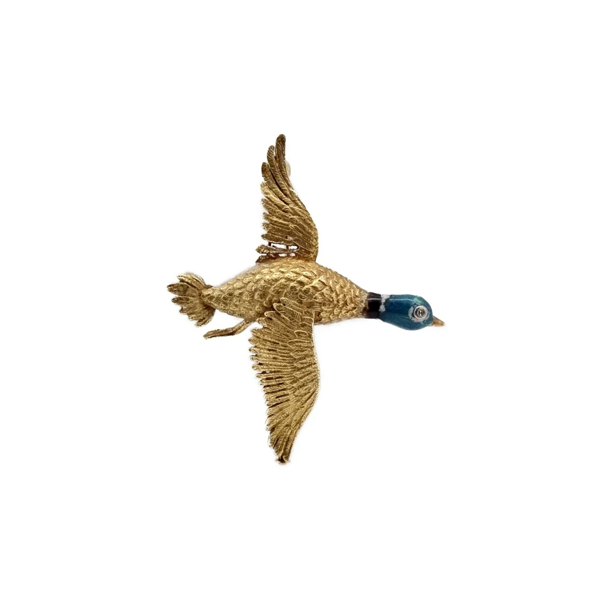 Broche canard en or jaune et diamant