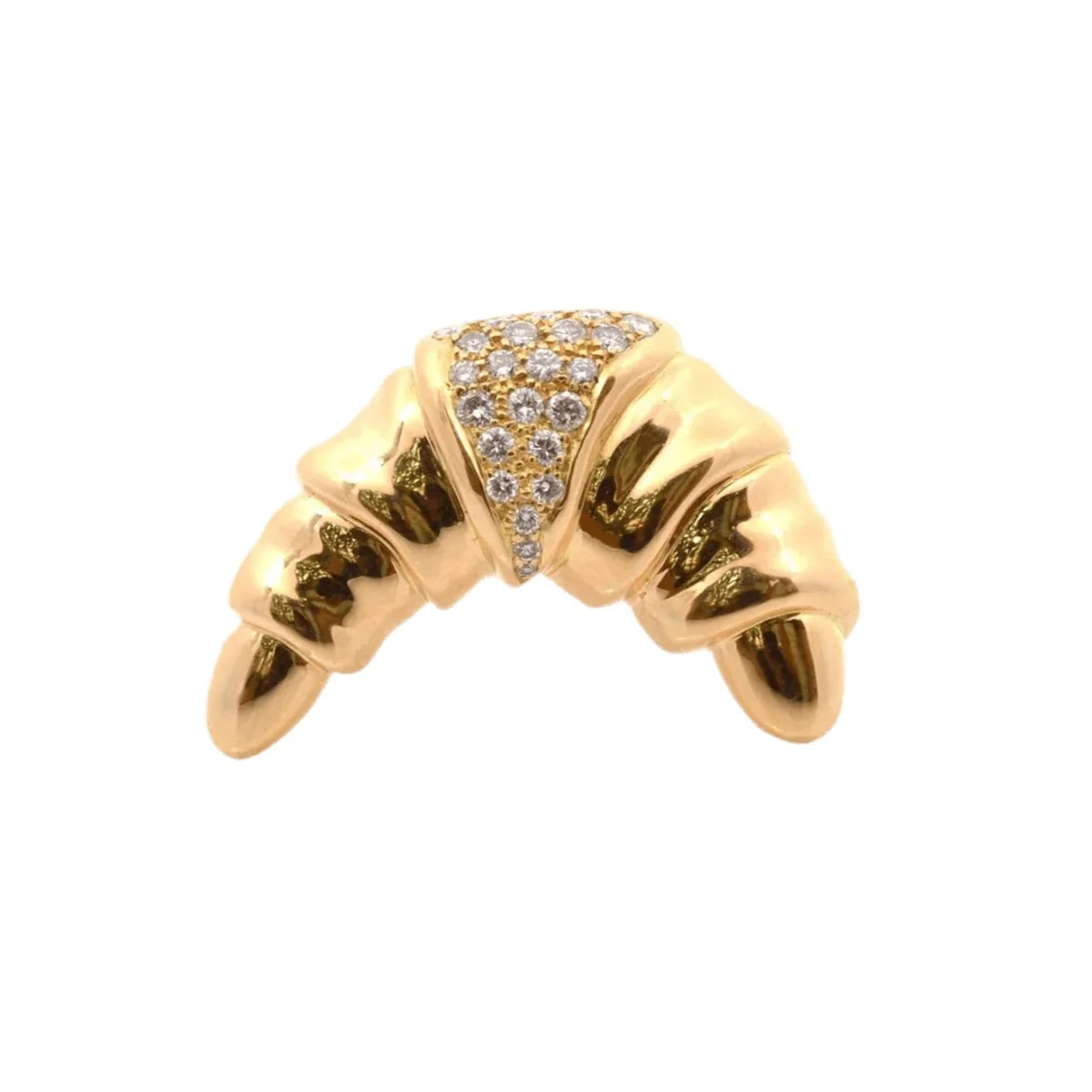Broche Épingle CARTIER "Croissant" en or jaune et diamants