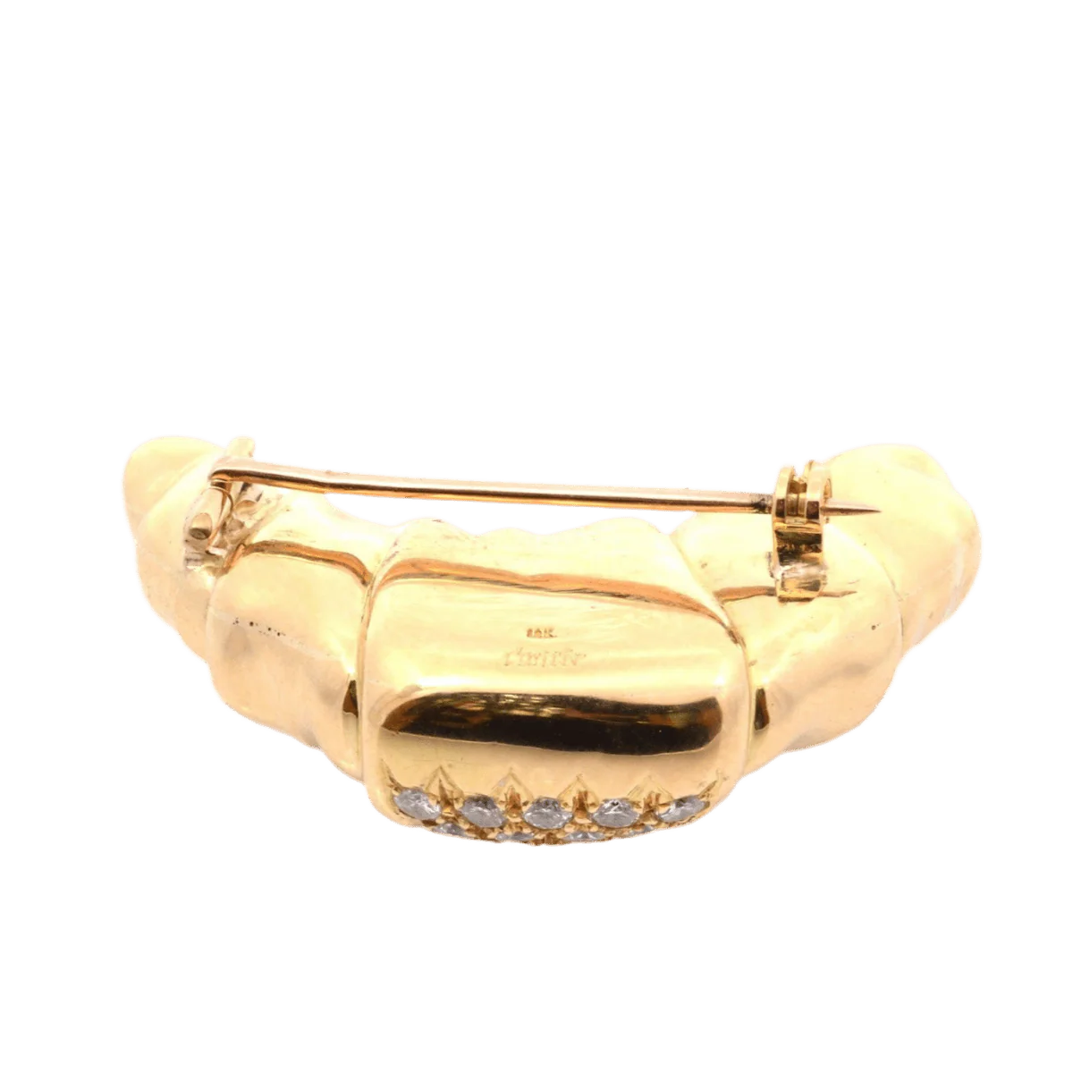 Broche Épingle CARTIER "Croissant" en or jaune et diamants - Image 3