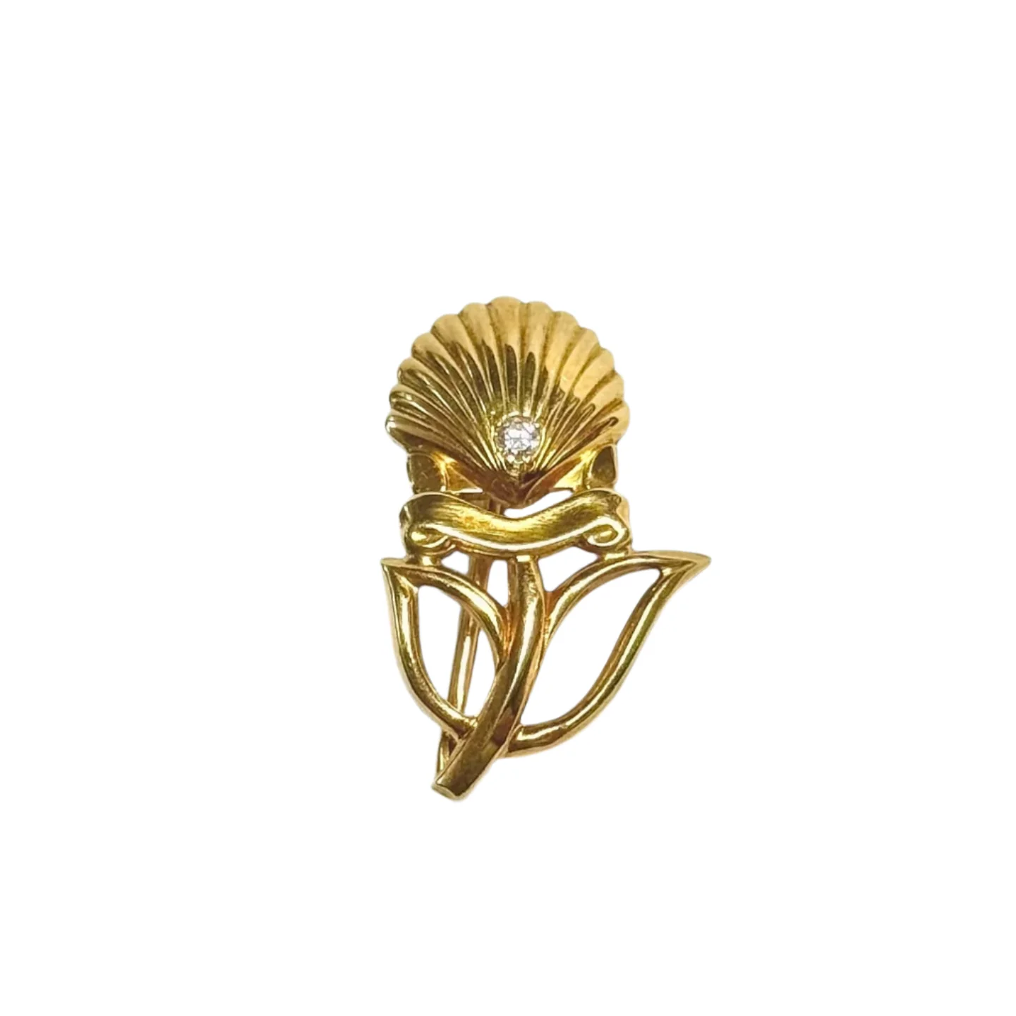 Broche Cartier pour Shell en or jaune et diamants