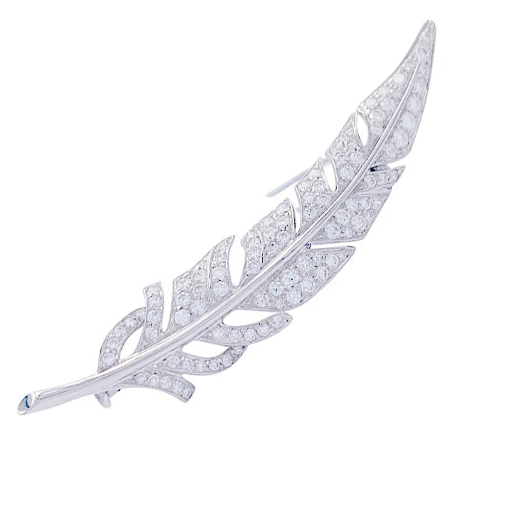 Broche CHAUMET "Plume" en or blanc et diamants - Image 2