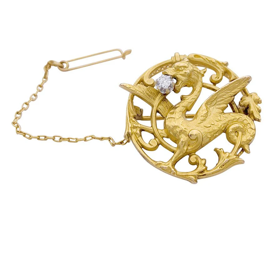 Broche "Chimère" or jaune et diamant. - Image 3