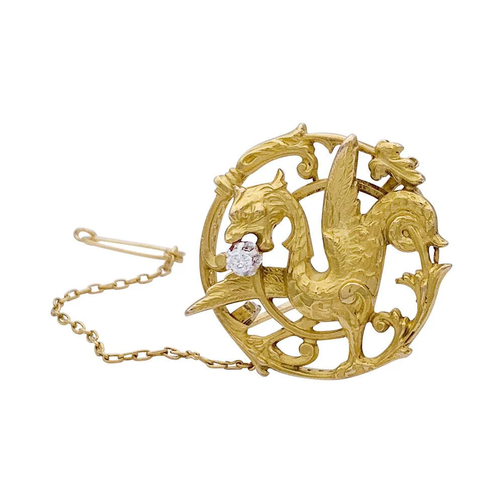 Broche "Chimère" or jaune et diamant. - Image 4