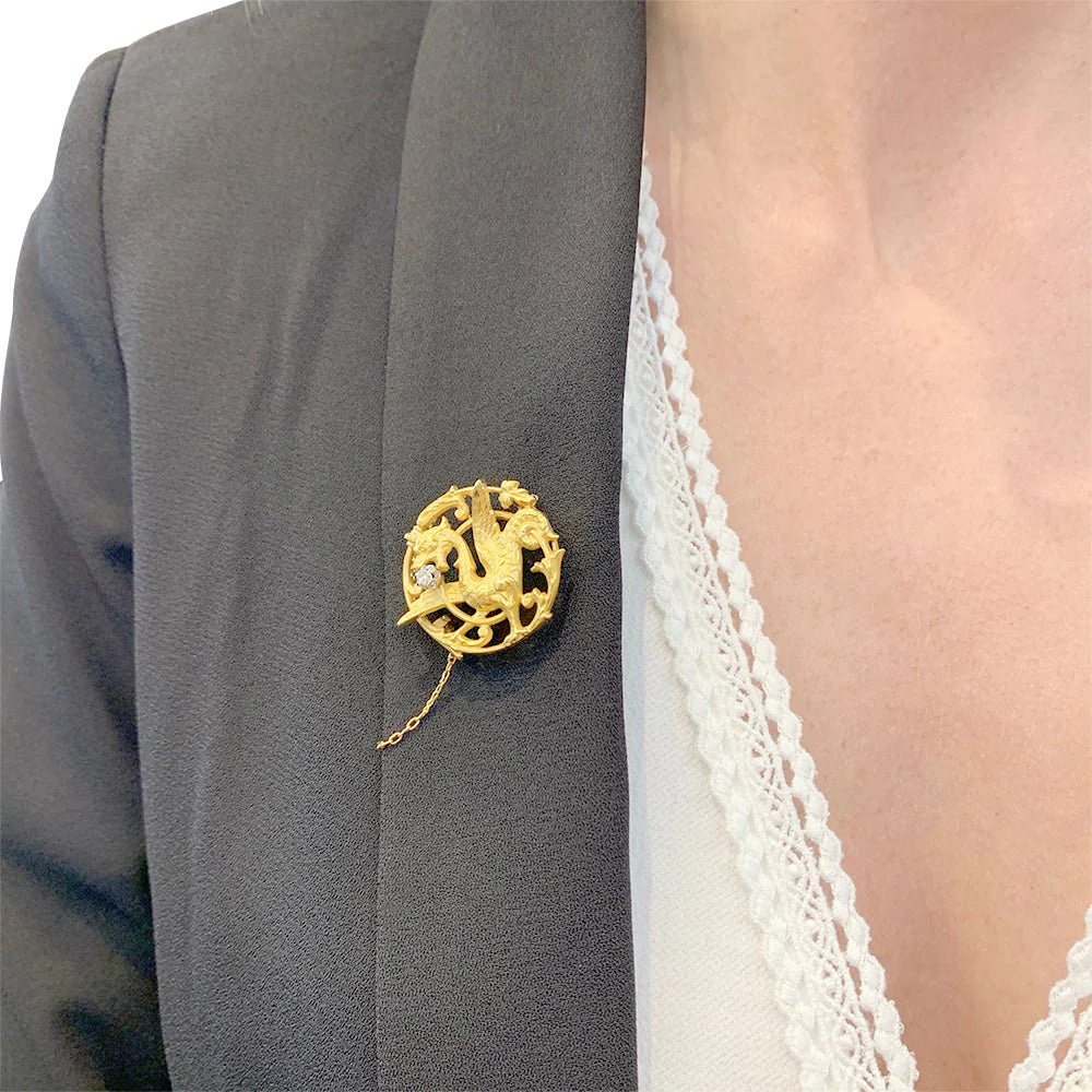 Broche "Chimère" or jaune et diamant. - Image 5
