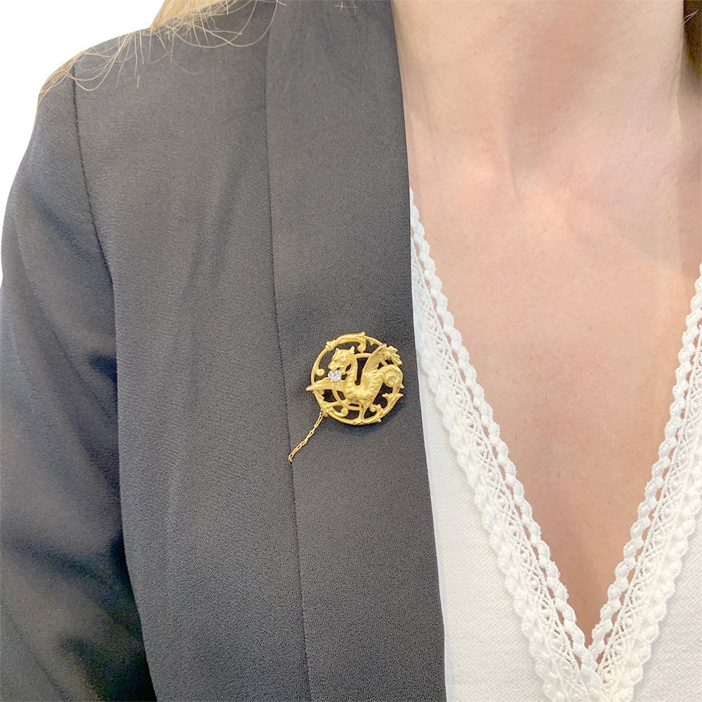 Broche "Chimère" or jaune et diamant. - Image 6