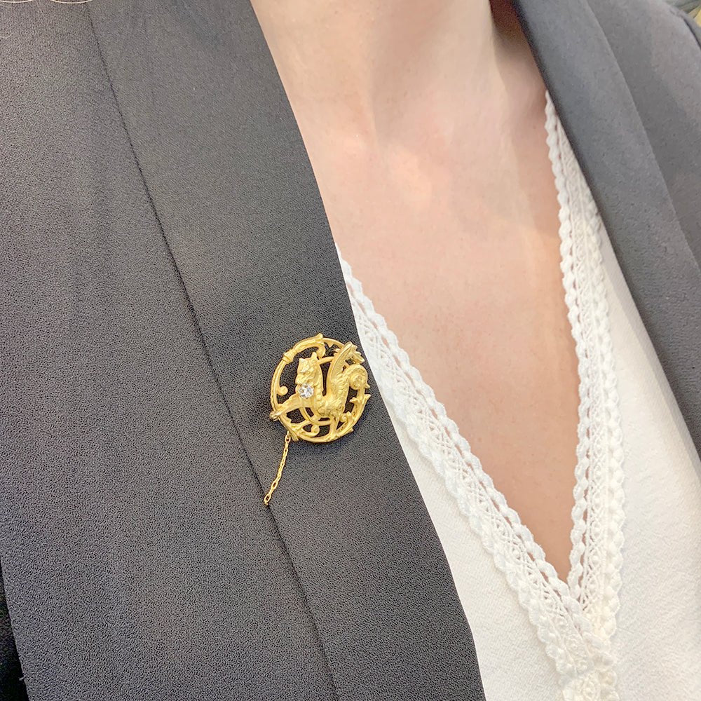 Broche "Chimère" or jaune et diamant. - Image 7