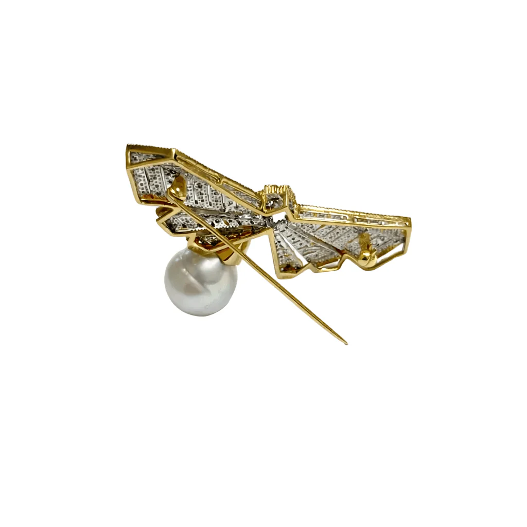 Broche Épingle en or jaune, perle et diamants - Image 4