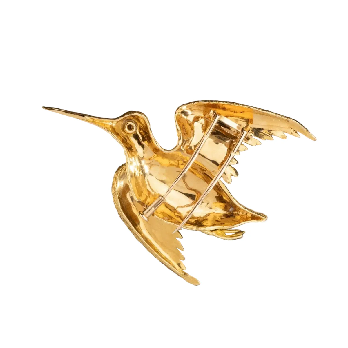 Broche Clip Bécasse en or jaune et pierre - Image 2