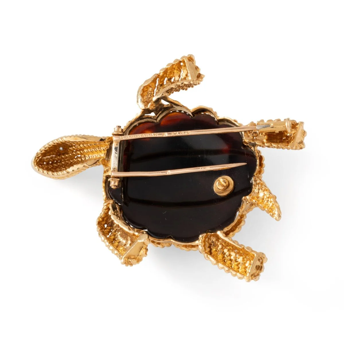 Broche Clip BOUCHERON Tortue en or jaune, turquoises et diamants - Image 6