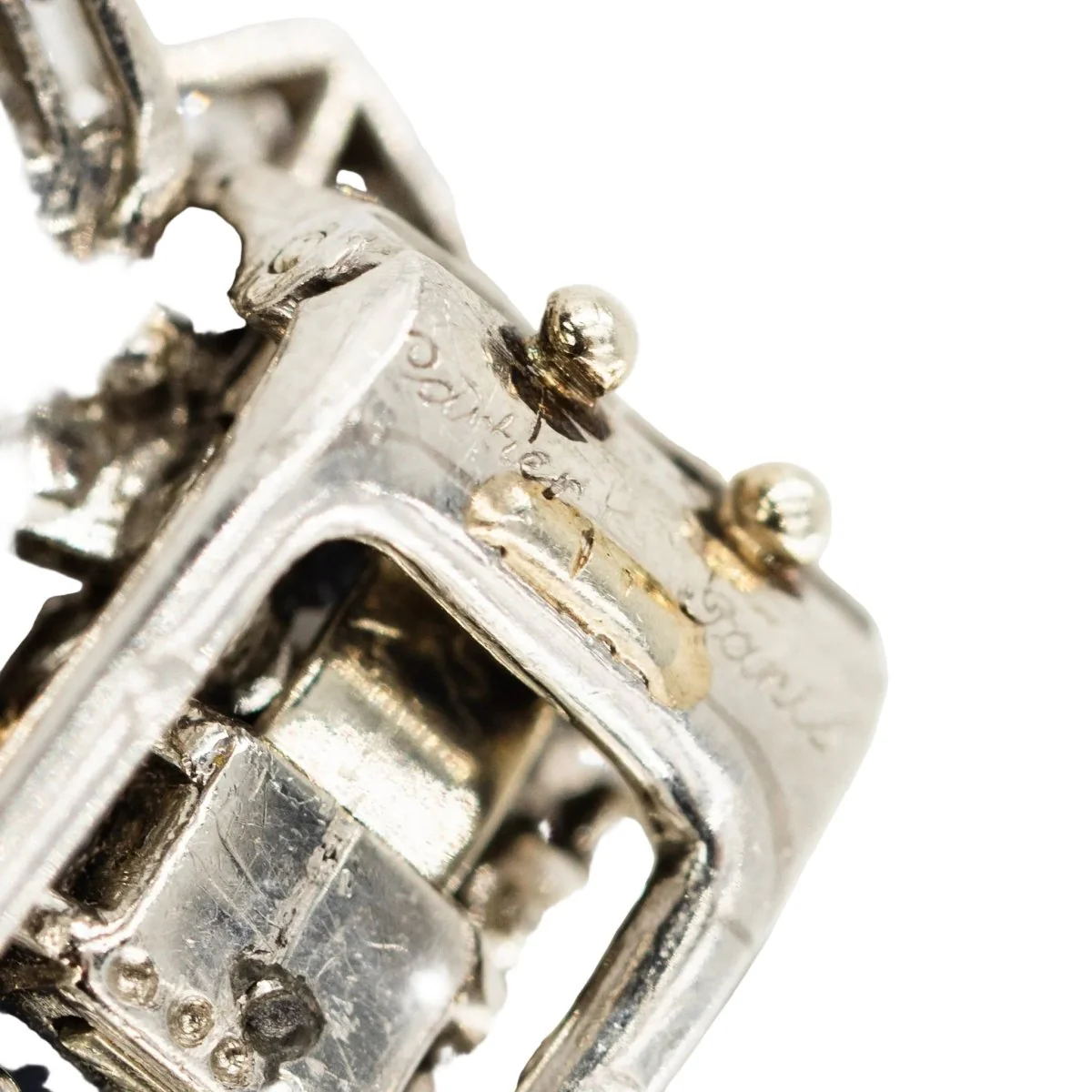 Broche Clip CARTIER en platine, saphir et diamants - Image 5