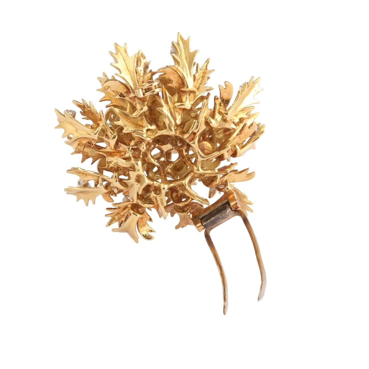 Broche Clip Chardon en or jaune et diamants - Image 3