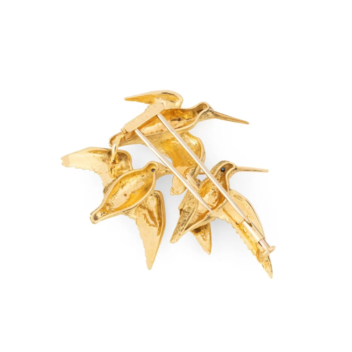 Broche Clip HERMÈS par GEORGES LENFANT "Bécasses" en or jaune et saphirs - Image 2