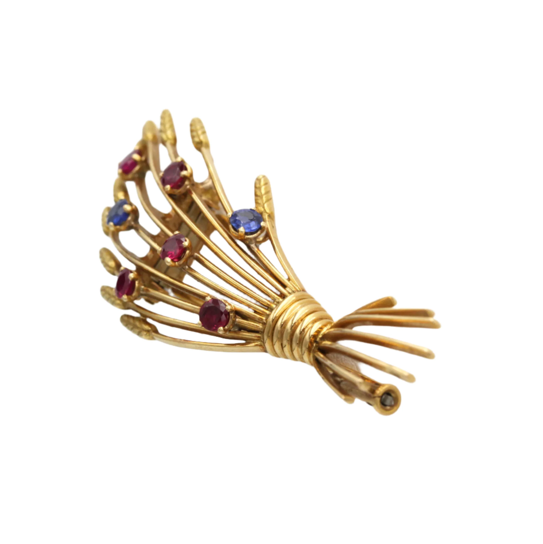 Broche Clip MELLERIO en or jaune, rubis et saphirs - Image 5