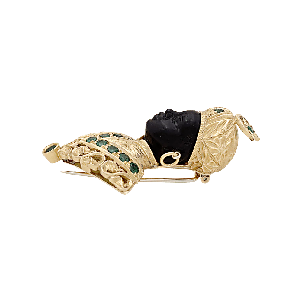 Broche Clip NARDI "Moretto" en or jaune, émeraudes et ébène - Image 3