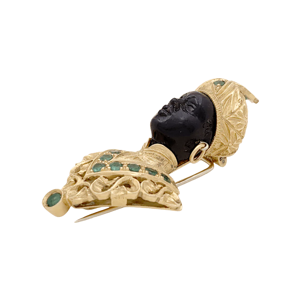 Broche Clip NARDI "Moretto" en or jaune, émeraudes et ébène - Image 4