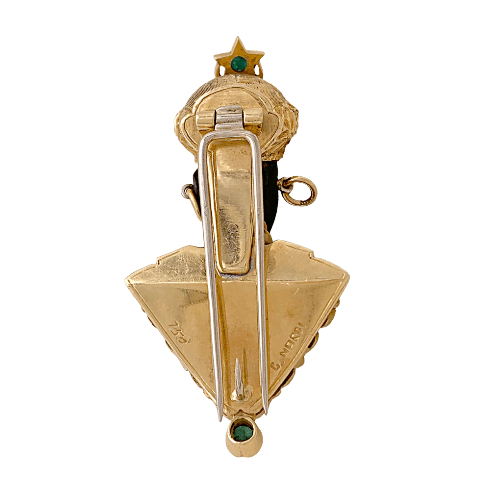 Broche Clip NARDI "Moretto" en or jaune, émeraudes et ébène - Image 6