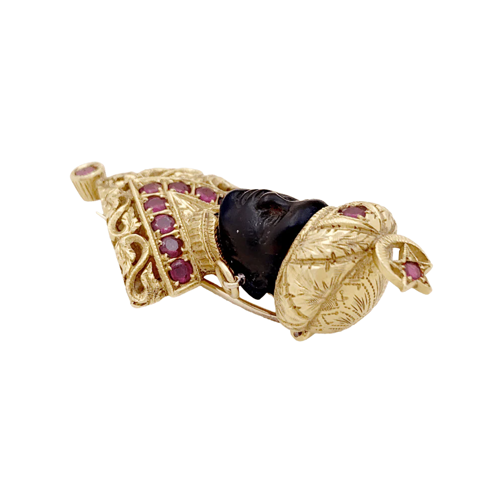 Broche Clip NARDI "Moretto" en or jaune, rubis et ébène - Image 5