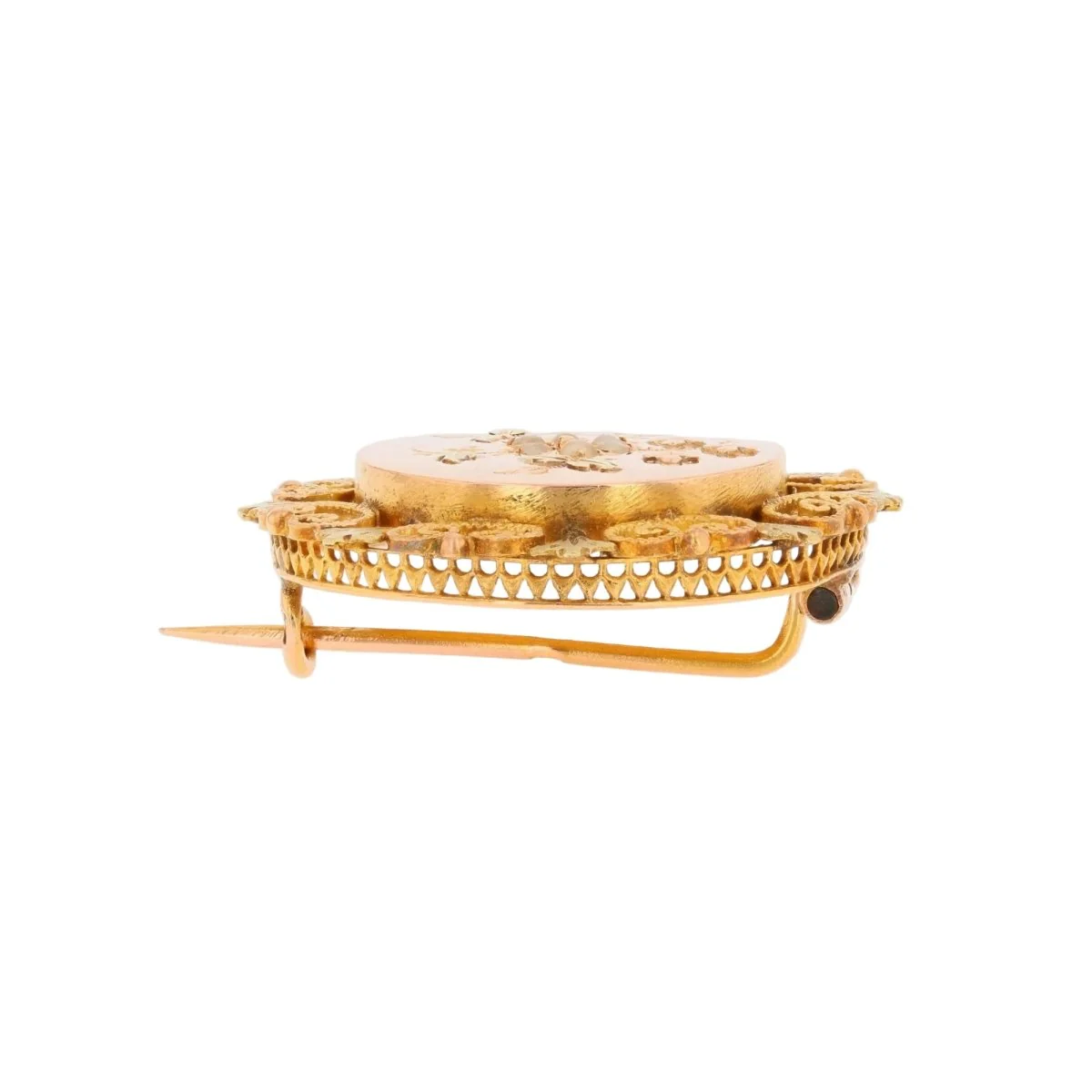Broche Épingle en or rose, or vert et perles - Image 4