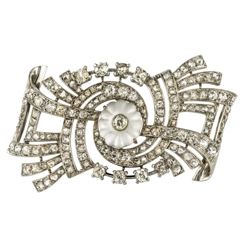 Broche Épingle en or blanc, platine et diamants