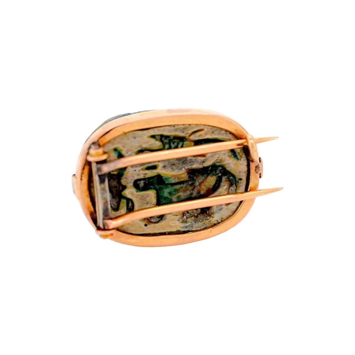 Broche Double Barrette en or jaune et bois émaillé - Image 2